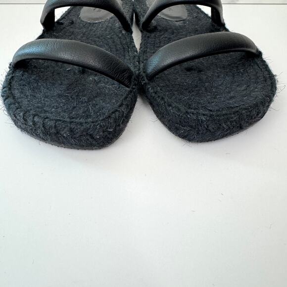 Everlane Womens Espadrille Sandals Size 9 Leather Jute Minimal Summer Black - Picture 4 of 8